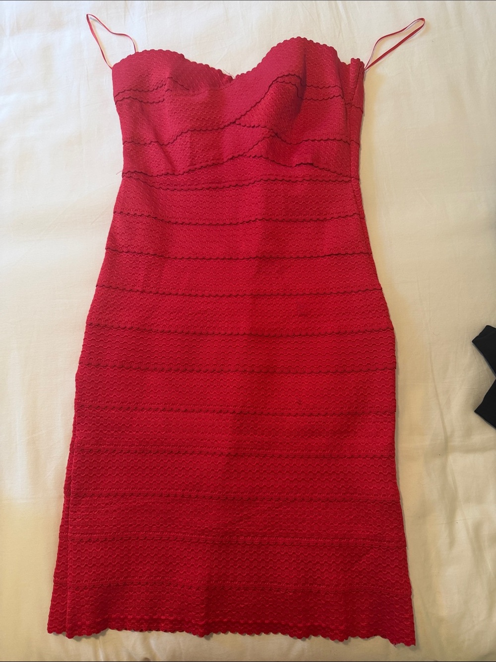 Teeze Me Red Strapless Scalloped Bodycon Dress